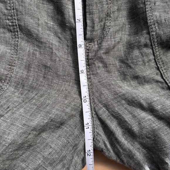 Athleta Voyager 100% Linen Olive Green Cropped Pants size 10 - Picture 11 of 13